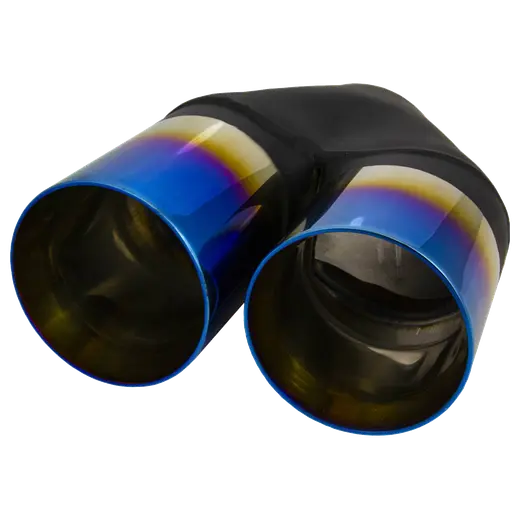 Y Piece 3 5 Exhaust TIP Titanium Blue Finish Double Wall Staggered product image